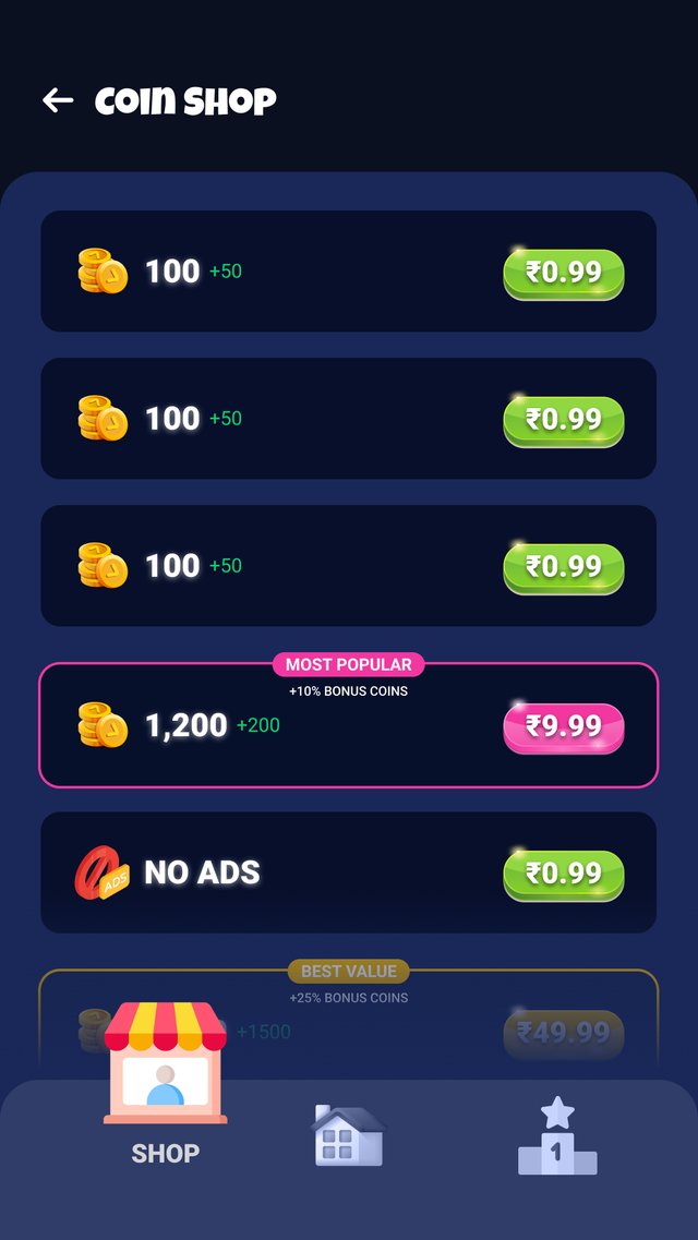 Arrow Run: Escape coin shop screen